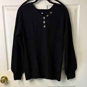 Black Buttoned Women's Sweater